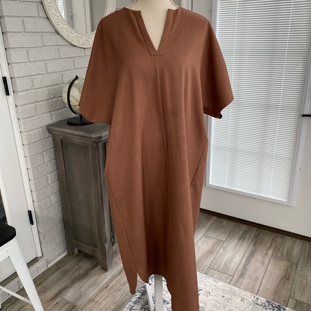 United Arrows Green Label Relaxing Brown Shift Dress Japanese Lagenlook Minimal